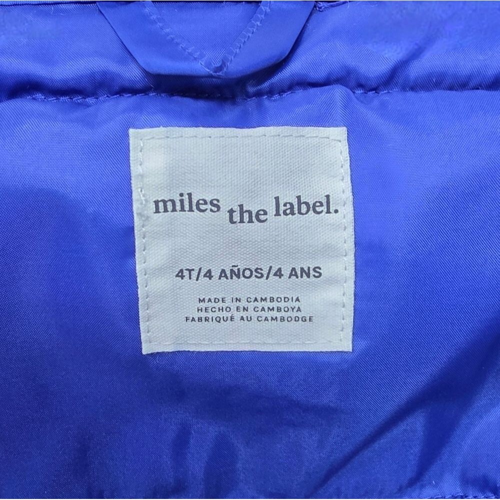 Miles The Label Boys Hooded Puffer Jacket Football Print Blue Size 4T - Picture 10 of 14